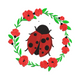 Ladybug Floral Wreath Embroidery Design, Instant Download