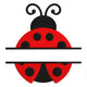 Ladybug Split Monogram Embroidery Design, Kids Machine Embroidery Pattern, Instant Download