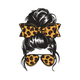 Leopard Bow Messy Bun Embroidery Design, Instant Download