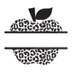 Leopard Print Apple Split Monogram Embroidery Design, Instant Download