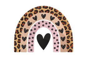 Leopard Rainbow Heart Embroidery Design, Machine Embroidery Pattern, Instant Download