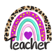 Leopard Rainbow Teacher Embroidery Design, Trendy Teacher Gift, Instant Download