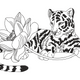 Leopard with Lotus Flower Line Art Embroidery Design, Instant Download