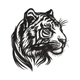 Line Art Wild Animal Embroidery Design, Tiger Portrait, Download