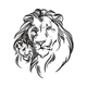 Lion and Cub Line Art Embroidery Design, Instant Download