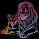 Lion and Cub Rainbow Embroidery Design, Instant Download