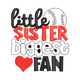 Little Sister Biggest Fan Embroidery Design, Kids Baseball Slogan