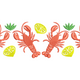 Lobster Border with Lemon Slices Embroidery Design, Instant Download