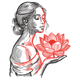 Lotus Goddess Embroidery Design, Line Art Woman Profile Pattern, Instant Download