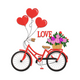 Love Bicycle Heart Balloons Embroidery Design, Valentine Bike Pattern