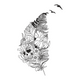 Love Feather Skull Embroidery Design, Instant Download