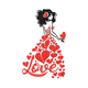 Love Heart Dress Woman Embroidery Design, Instant Download