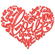 Love Heart Typography Embroidery Design, Instant Download