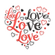 Love Love Love Heart Embroidery Design, Instant Download