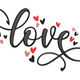 Love Script With Small Hearts Embroidery Design, Valentine Calligraphy Embroidery, Instant Download