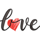 Love Script Heart Embroidery Design, Valentine Machine Pattern