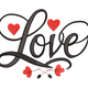 Love Script with Hearts Embroidery Design V2, Instant Download