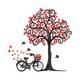 Love Tree Bicycle Embroidery Design, Romantic Cycling Valentine Pattern, Instant Download