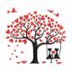 Love Tree With Cats On Swing Embroidery Design, Valentine Cat Embroidery, Instant Download
