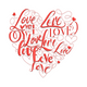 Love Word Art Heart Embroidery Design, Typography Machine Embroidery, Instant Download