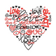 Love Word Art Heart Embroidery Design, Instant Download