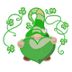 Lucky Gnome with Heart Embroidery Design, Instant Download