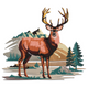 Majestic Deer Landscape Embroidery Design, Instant Download
