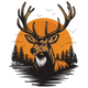 Majestic Deer Sunset Embroidery Design, Instant Download