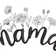 Mama Floral Outline Embroidery Design, Instant Download