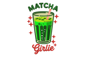 Matcha Girlie Embroidery Design, Trendy Matcha Drink Machine Embroidery Pattern, Instant Download