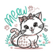 Meow Cute Kitty Embroidery Design, Instant Download