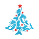 Mermaid Christmas Tree Embroidery Design, Fantasy Holiday, Instant Download