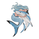 Mermaid Hugging Shark Embroidery Design, Ocean Fantasy Machine Embroidery