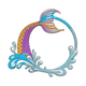Mermaid Tail Circle Frame Embroidery Design, Instant Download