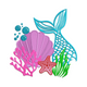 Mermaid Tail Ocean Scene Embroidery Design, Instant Download