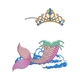 Mermaid Tail Princess Crown Embroidery Design, Fantasy Machine Embroidery Pattern, Instant Download