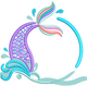 Mermaid Tail Splash Embroidery Design, Instant Download