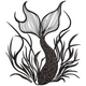 Mermaid Tail Underwater Embroidery Design, Instant Download