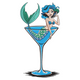 Mermaid in Martini Glass Embroidery Design, Instant Download