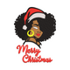 Merry Christmas Afro Girl Embroidery Design, Instant Download