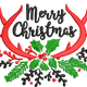Merry Christmas Antlers Embroidery Design, Holly Berry Script, Instant Download