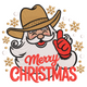 Merry Christmas Cowboy Santa Embroidery Design, Howdy Western Holiday Pattern, Instant Download
