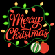 Merry Christmas Lights Embroidery Design, Instant Download