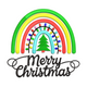 Merry Christmas Rainbow with Lights Embroidery Design, Machine Embroidery Pattern, Instant Download
