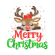 Merry Christmas Reindeer Embroidery Design, Instant Download