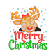 Merry Christmas Reindeer Face Embroidery Design, Instant Download