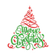 Merry Christmas Tree Typography Embroidery Design, Instant Download