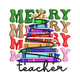 Merry Teacher Christmas Embroidery Design, Holiday School Gift