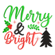 Merry & Bright Embroidery Design, Christmas Pattern, Instant Download