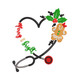 Merry & Bright Nurse Heart Embroidery Design, Instant Download